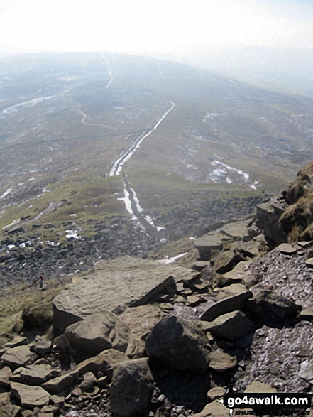 The Pennine Way crossing Gavel Rigg from Pen-y-ghent