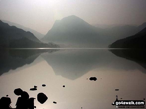 Walk c263 The High Stile Ridge from Buttermere - Fleetwith Pike reflected in Buttermere