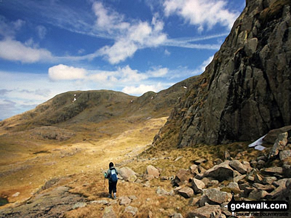 Walk c215 Scafell Pike from Seathwaite (Borrowdale) - Great End from Broad Crag buttress, just off the corridor route to Scafell Pike