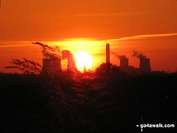 Sunset beyond Didcot Power station from Cameron's Copse, South Stoke