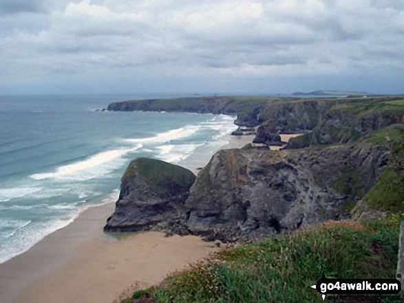 Walk co128 Porth Mear and Bedruthan Steps from Pentire Farm - Bedruthan Steps and Whitestone Cove from Carnewas Point