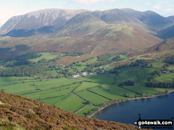 Walk c263 The High Stile Ridge from Buttermere - Buttermere village from Red Pike (Buttermere) with the Grasmoor massif looming large in the background