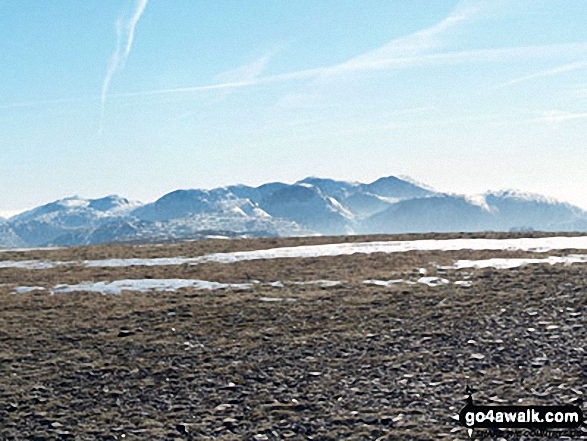 Walk c408 Grisedale Pike and Causey Pike from Braithwaite - The snow covered Southern Fells from Crag Hill (Eel Crag) trig point