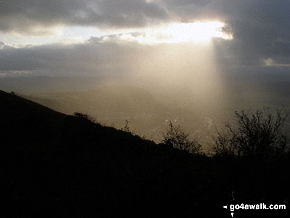 Walk dn117 Ffrith Beach, Dyserth and The Offa's Dyke Path from Prestatyn - The sun breaks through the clouds from The Offa's Dyke Path<br>above Crag y Fran, Prestatyn