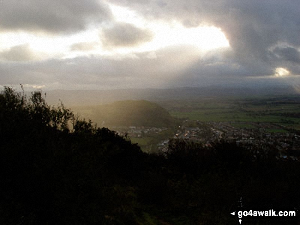 The sun breaks through the clouds from The Offa's Dyke Path<br>above Crag y Fran, Prestatyn