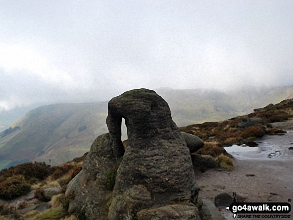 Walk d108 Edale Moor (Kinder Scout) and Crookstone Knoll (Kinder Scout) from Edale - An interesting rock on the top of Upper Tor, Kinder Scout