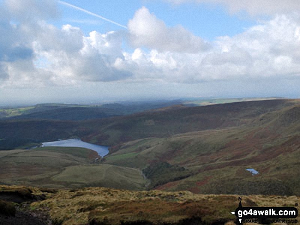 Walk d170 Kinder Downfall and Kinder Low from Bowden Bridge, Hayfield - Kinder Reservoir and Mermaid's Pool from near the Kinder Downfall, Kinder Scout