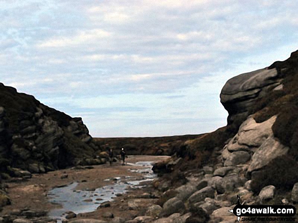 Walk d201 Seal Stones (Kinder Scout) and Seal Edge from Birchin Clough - The River Kinder at Kinder Gates on Kinder Scout, east of Kinder Downfall