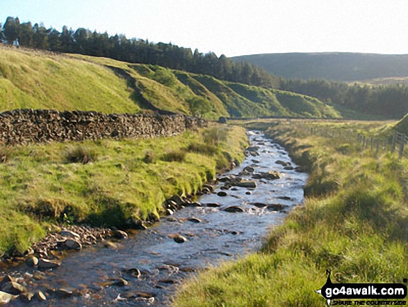 Walk l128 Catlow Fell and Crutchenber Fell (Bowland Knotts) from Cross of Greet Bridge - The River Hodder