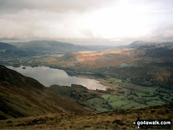 Walk c427 Helvellyn via Striding Edge from Patterdale - Derwent Water, Blencathra, Walla Crag and 
Bleaberry Fell from High Spy