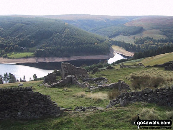 Bamford House (ruin) and Derwent Reservoir