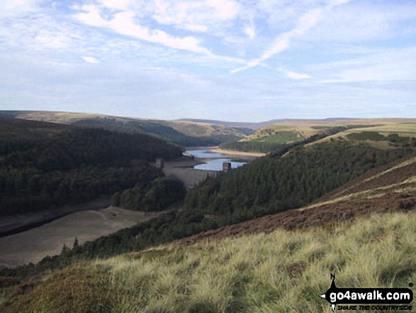 Howden Reservoir Dam from Bamford House, Little Howden Moor