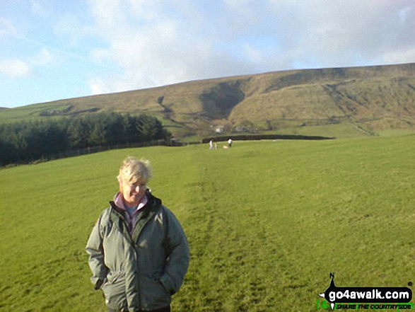 My Wife Sue with Pendle Hill beyond from nr Barley Green