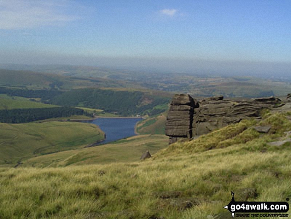 Walk d108 Edale Moor (Kinder Scout) and Crookstone Knoll (Kinder Scout) from Edale - Kinder Reservoir and Hayfield from Sandy Heys, Kinder Scout