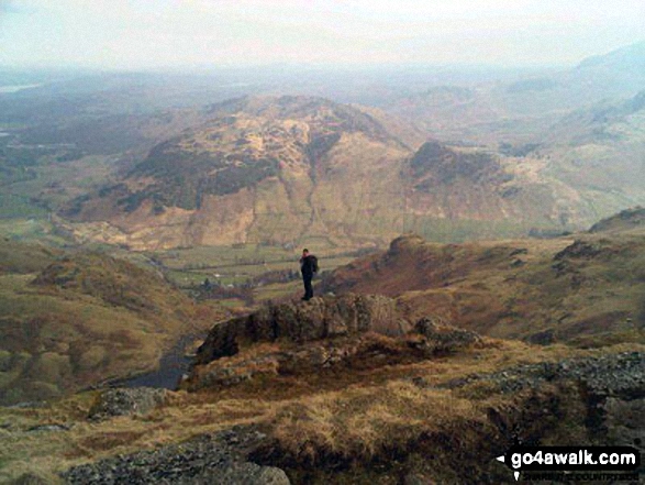 Me on Pavey Ark at the top of Jack's Rake, The Langdale Pikes with Lingmoor Fell across Great Langdale Valley in the background