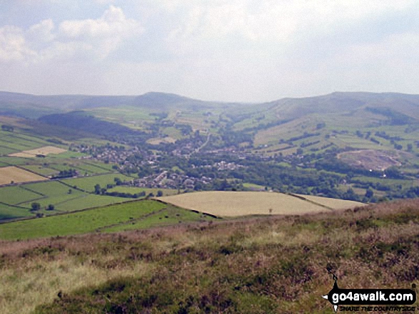 Mill Hill (Ashop Head), Kinder Scout and Chinley Churn with Hayfield nestling below from Lantern Pike