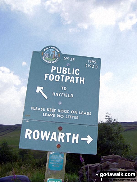 Public Footpath No 55 sign near Rowarth