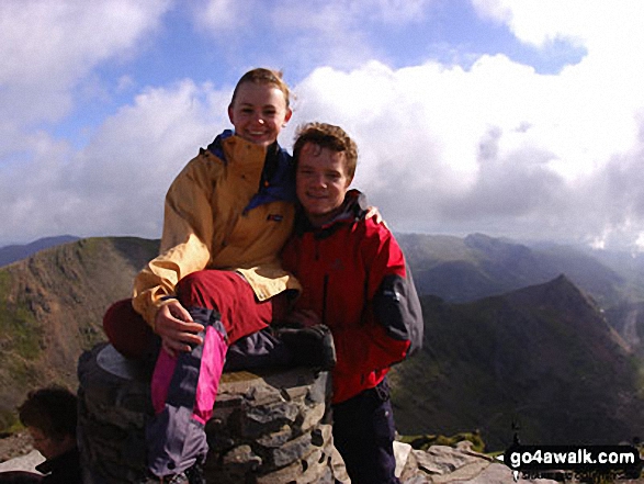 Rich Marsh and Maika Matejovicova on Snowdon in Snowdonia Gwynedd Wales