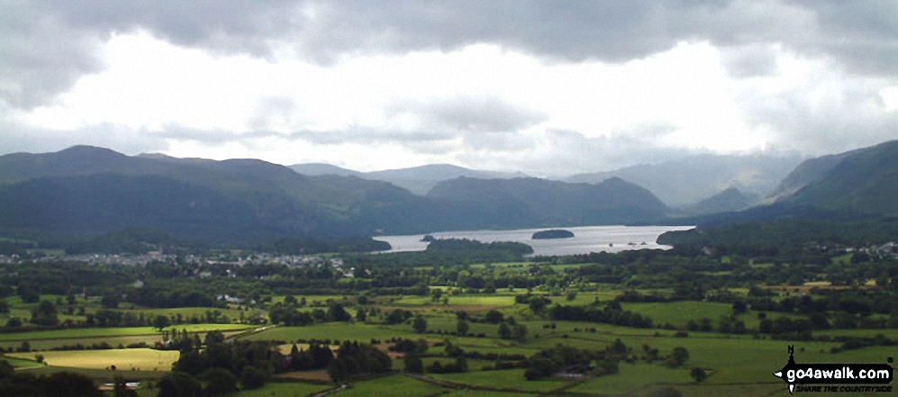 Walk c236 Skiddaw from Millbeck, nr Keswick - *Keswick, Derwent Water and Borrowdale from Doups