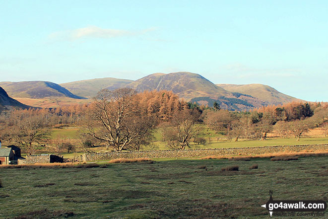 Walk c246 Hopegill Head and Grasmoor from Lanthwaite Green - Gavel Fell (left), Blake Fell, Carling Knott and Burnbank Fell from Lanthwaite Green