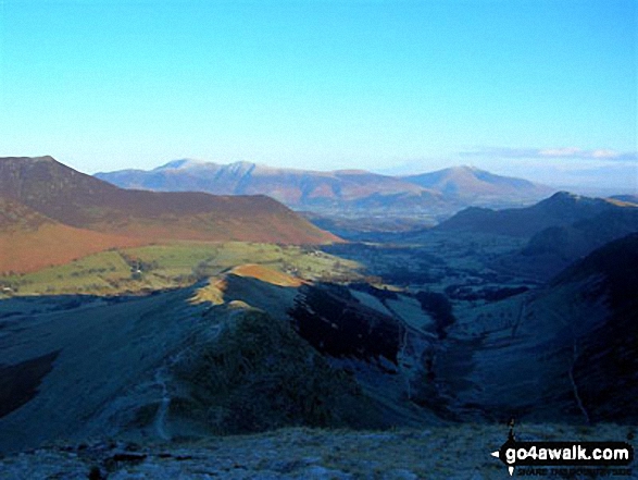 Walk c142 Robinson and Dale Head from Little Town - Skiddaw (left) and Blencathra (right) from the slopes of Robinson