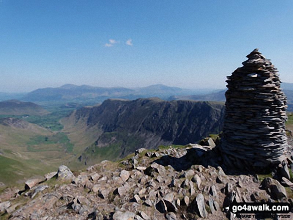 Walk c142 Robinson and Dale Head from Little Town - Skiddaw and Blencathra in the distance and then High Spy and Maiden Moor forming the ridge on the right from the summit of Dale Head (Newlands)