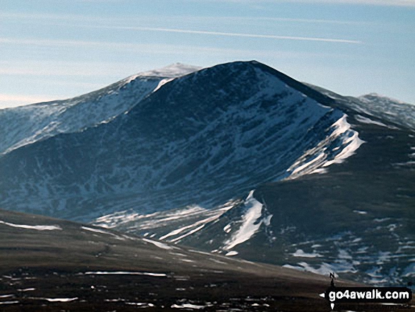 Blencathra (or Saddleback) (centre left distance) behind Atkinson Pike (centre right) with Sharp Edge prominent (mid left) from an unfamiliar viewpoint on Bowscale Fell