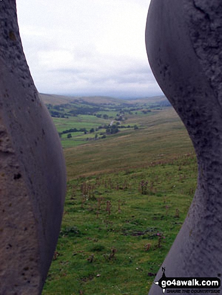 Outhgill and the Mallerstang Valley 'through' The Water Cut Sculpture on Lady Anne's Way