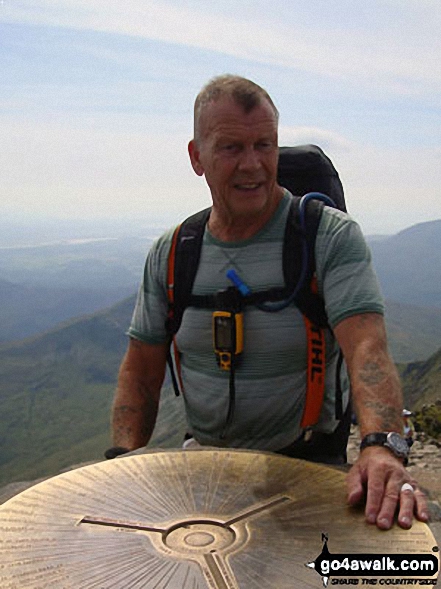 Walk gw134 Mount Snowdon (Yr Wyddfa) avoiding Crib Goch from Pen-y-Pass - Vince Wetton on the summit of Snowdon (Yr Wyddfa) in 2010