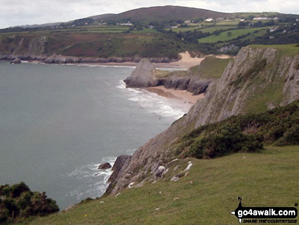 Threecliff Bay with Penmaen beyond from Shire Combe, The Gower Peninsula