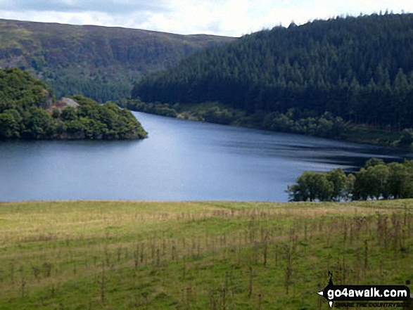 Penygarreg Reservoir with the Bryn Eithinog ridge beyond