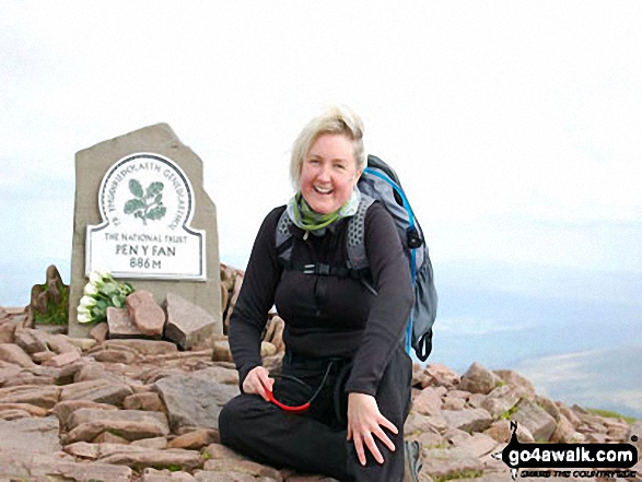 Walk po107 Y Gyrn, Corn Du and Pen y Fan from The Storey Arms Outdoor Centre - Pen y Fan summit with Em