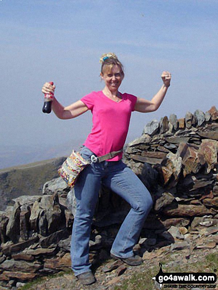 Walk gw105 Snowdon via The Watkin Path from Nantgwynant - Me at the top of Snowdon