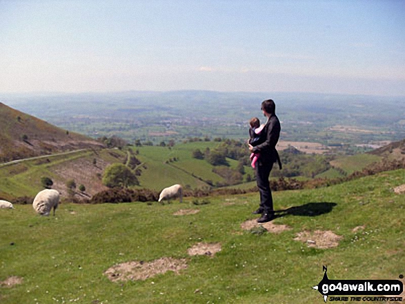 Walk dn174 Moel Famau from Bwlch Penbarras - My husband James and our 11 month old daughter Ember on Moel Famau