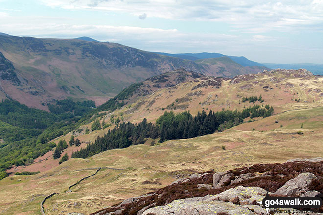 Walk c369 High Raise, Ullscarf and Grange Fell from Rosthwaite - King's How and Grange Fell (Brund Fell) from the summit of Great Crag