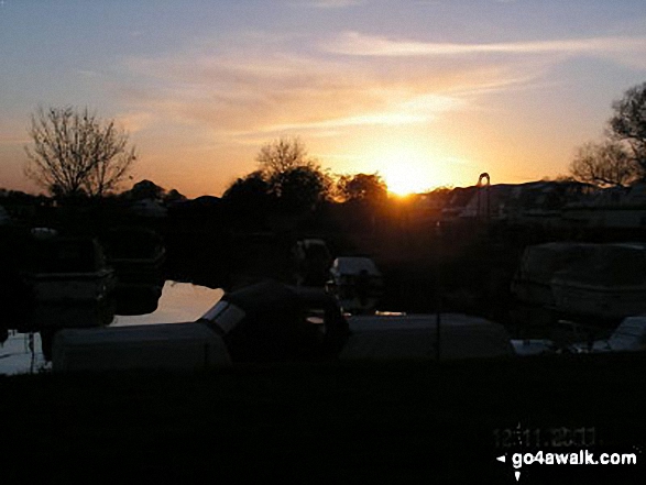 Sunset over Boats outside the Pike and Eel at Holywell