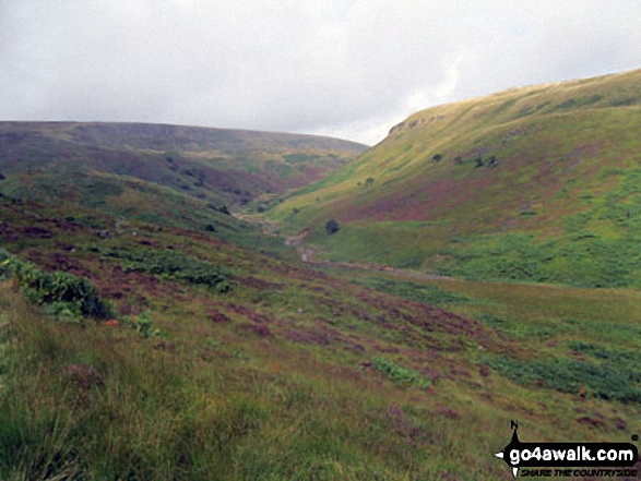 The Crowden Great Brook valley with Laddow Rocks (left) and Bareholmes Moss (right) from The Pennine Way near Crowden