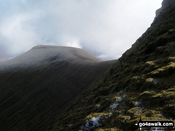 Walk po107 Y Gyrn, Corn Du and Pen y Fan from The Storey Arms Outdoor Centre - Snow on Pen y Fan seen from Corn Du