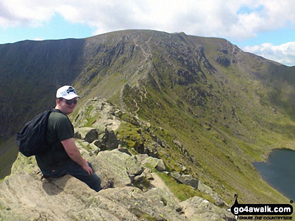 On Striding Edge with Helvellyn summit beyond