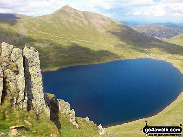 Walk c427 Helvellyn via Striding Edge from Patterdale - Red Tarn (Helvellyn) with Catstye Cam beyond from Striding Edge