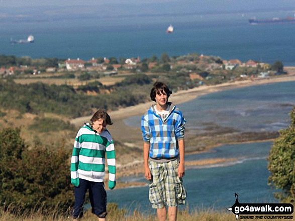 My two sons on Culver Down