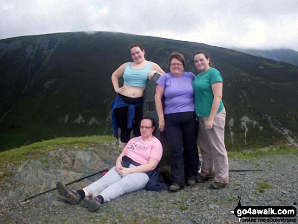 Family on top of Dodd (Skiddaw) with Ullock Pike, Longside Edge and Carl Side behind