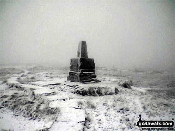 Walk n132 The Cheviot, Comb Fell and Hedgehope Hill from Harthope Burn Valley - The Cheviot summit in the snow