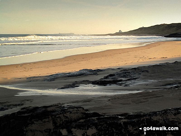 Farne Islands, Blackrocks Point, Bamburgh Lighthouse and Harkess Rocks from near Budle Point