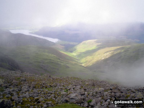 Ennerdale from the summit of Haycock during a break in the mist