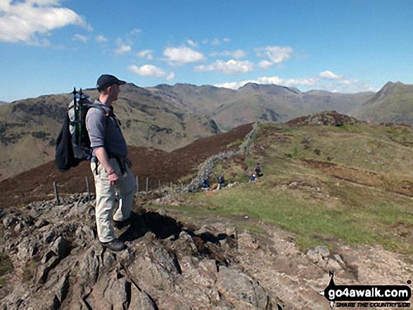 Walk c238 Lingmoor Fell and Great Langdale from Elterwater - Mike on top of Lingmoor Fell