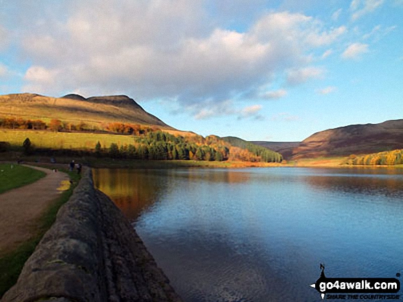 Walk gm150 Great Dove Stone Rocks Stable Stones Brow (Hoarstone Edge) from Dove Stone Reservoir, Greenfield - Lovely shot of summer evening light on Dove Stone Reservoir near Greenfield