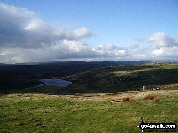 Walk wy114 Oxenhope Moor from Oxenhope - Thornton Moor Reservoir from the Bronte Way near Cobling Farm