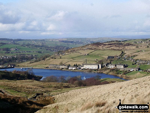 Walk wy114 Oxenhope Moor from Oxenhope - Thornton Moor Reservoir from the Bronte Way near Sunny Bank