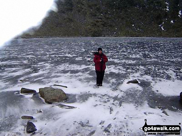 Walk c427 Helvellyn via Striding Edge from Patterdale - Red Tarn (Helvellyn) frozen solid